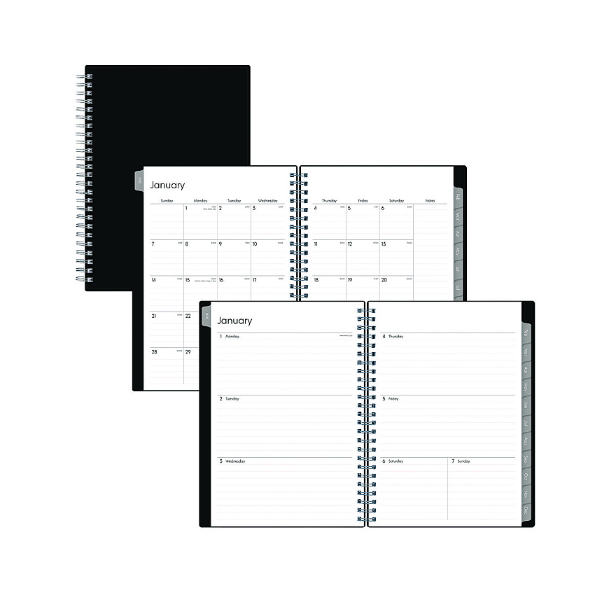 Blue Sky Enterprise Weekly/Monthly Notes Planner, 8.63" x 5.88", Black Cover, 12-Month (Jan to Dec): 2026 (131793)