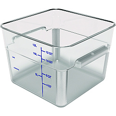 Carlisle Squares Polycarbonate Food Storage Container, 12 qt, 11.13 x 11.13 x 8.25, Clear, Plastic (CFS1195407)