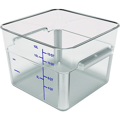 Carlisle Squares Polycarbonate Food Storage Container, 12 qt, 11.13 x 11.13 x 8.25, Clear, Plastic (CFS1195407)