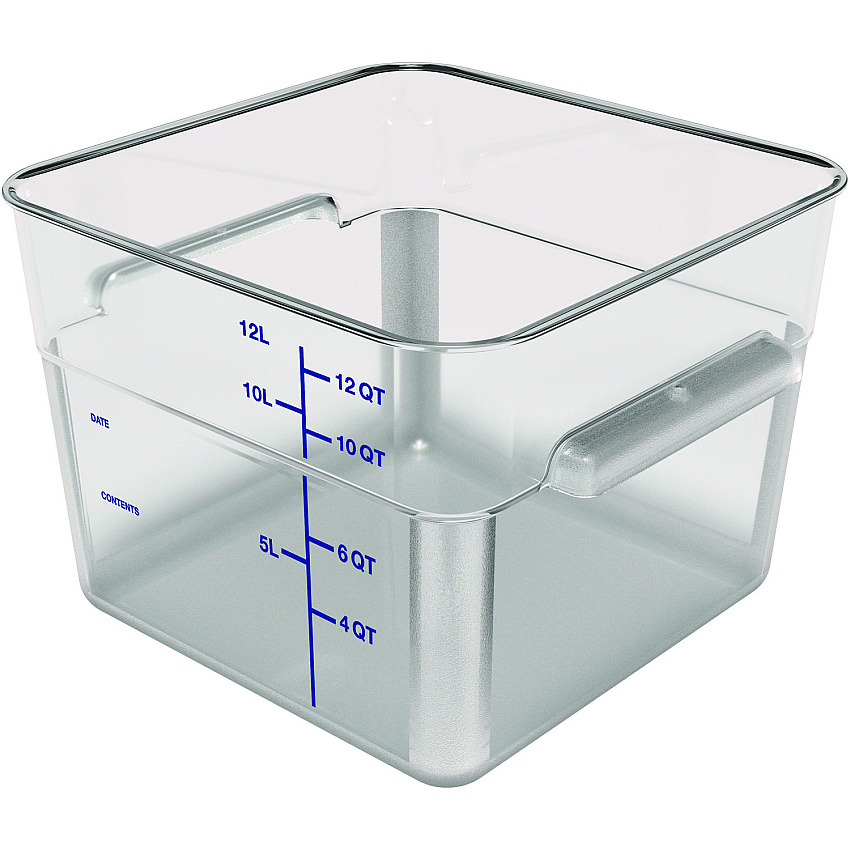Carlisle Squares Polycarbonate Food Storage Container, 12 qt, 11.13 x 11.13 x 8.25, Clear, Plastic (CFS1195407)
