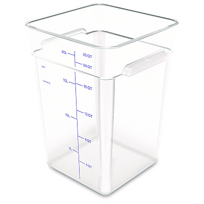 Carlisle Squares Polycarbonate Food Storage Container, 22 qt, 11 13 x 11.13 x 15.72, Clear, Plastic (CFS1195607)