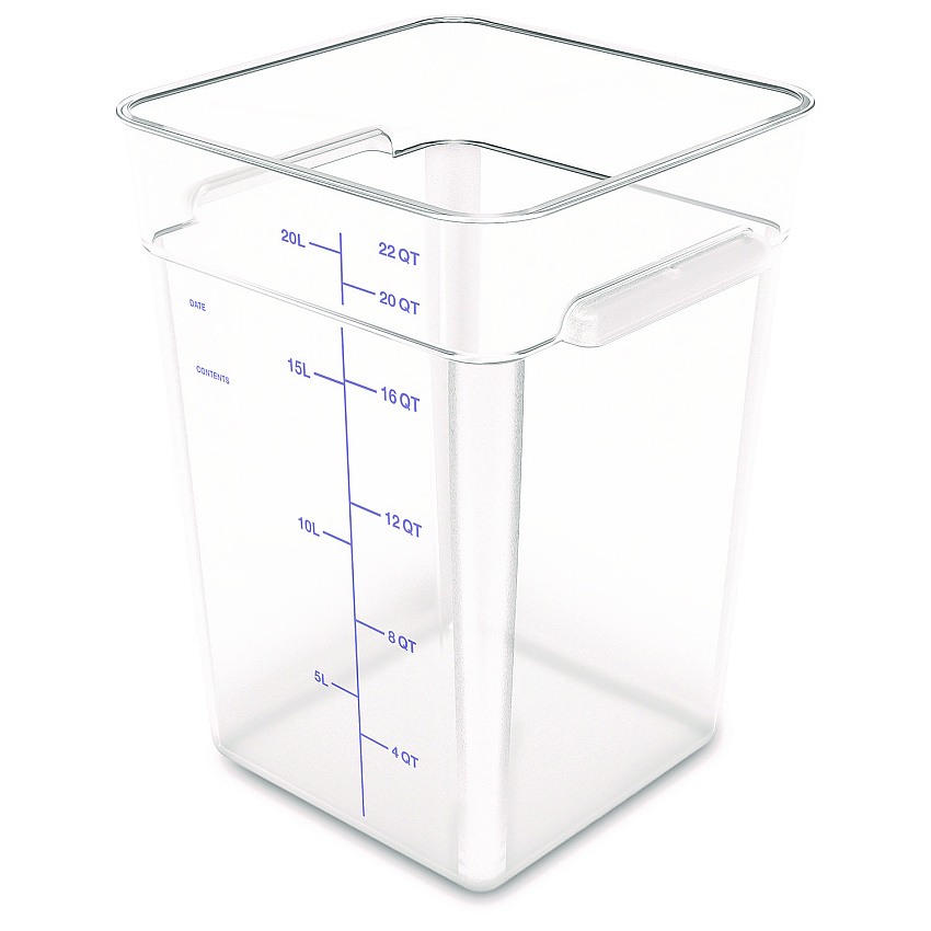 Carlisle Squares Polycarbonate Food Storage Container, 22 qt, 11 13 x 11.13 x 15.72, Clear, Plastic (CFS1195607)