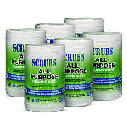 SCRUBS All Purpose Cleaning Wipes, 9 x 12, Citrus Scent, White, 80 Wipes/Canister, 6 Canisters/Carton (ITW96580)