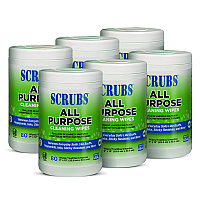 SCRUBS All Purpose Cleaning Wipes, 9 x 12, Citrus Scent, White, 80 Wipes/Canister, 6 Canisters/Carton (ITW96580)