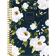 Cambridge Leah Bisch Weekly/Monthly Floral Planner, Floral Artwork, 8.5 x 6.38, Blue/White/Gold Cover, 12-Month (Jan to Dec): 2025 (LB34200)