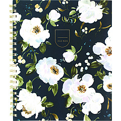 Cambridge Leah Bisch Weekly/Monthly Floral Planner, Floral Artwork, 11 x 9.25, Blue/White/Gold Cover, 12-Month (Jan to Dec): 2025 (LB34905)