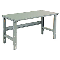 Global Industrial Standard Duty Steel Top Adjustable Height Workbench, 2,000 lbs, 60 x 30 x 30.88 to 36.88, Gray (GBE183152)