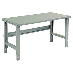 Global Industrial Standard Duty Steel Top Adjustable Height Workbench, 2,000 lbs, 60 x 30 x 30.88 to 36.88, Gray (GBE183152)