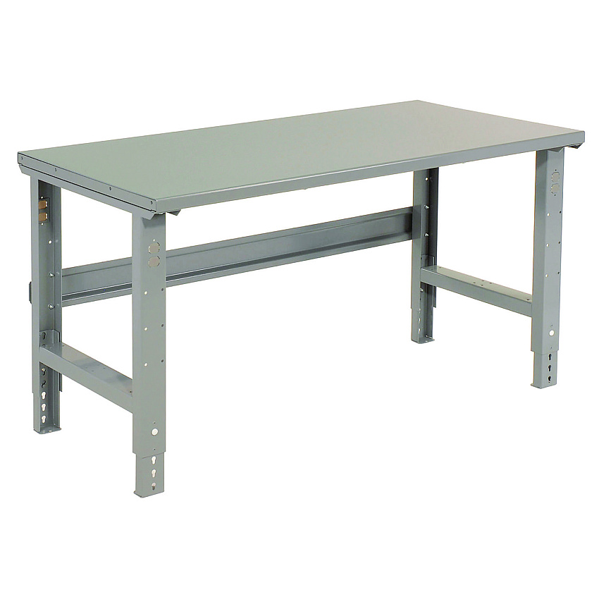 Global Industrial Standard Duty Steel Top Adjustable Height Workbench, 2,000 lbs, 60 x 30 x 30.88 to 36.88, Gray (GBE183152)
