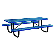 Global Industrial Expanded Steel Picnic Table, Rectangular, 96 x 62 x 29.5, Blue Top, Blue Base/Legs (GBE277153BL)