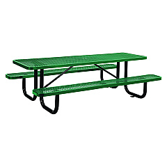 Global Industrial Expanded Steel Picnic Table, Rectangular, 96 x 62 x 29.5, Green Top, Green Base/Legs (GBE277153GN)