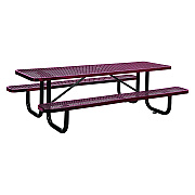 Global Industrial Expanded Steel Picnic Table, Rectangular, 96 x 62 x 29.5, Red Top, Red Base/Legs (GBE277153RD)