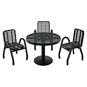 Global Industrial Outdoor Dining Set, Round, 36" dia x 29"h, Black Top, Black Base/Legs (GBE348122BK)