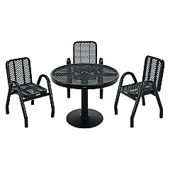 Global Industrial Outdoor Dining Set, Round, 36" dia x 29"h, Black Top, Black Base/Legs (GBE348122BK)