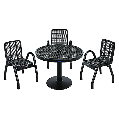 Global Industrial Outdoor Dining Set, Round, 36" dia x 29"h, Black Top, Black Base/Legs (GBE348122BK)