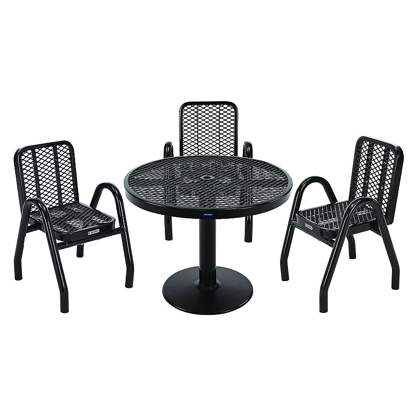 Global Industrial Outdoor Dining Set, Round, 36" dia x 29"h, Black Top, Black Base/Legs (GBE348122BK)
