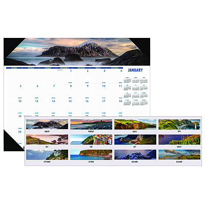 House of Doolittle Earthscapes Recycled Monthly Desk Pad Calendar, Coastlines Photos, 18.5 x 13, Black Binding/Corners,12-Month (Jan-Dec): 2026 (1786)