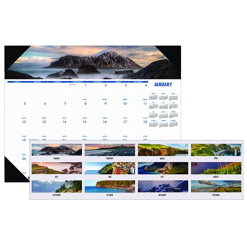 House of Doolittle Earthscapes Recycled Monthly Desk Pad Calendar, Coastlines Photos, 18.5 x 13, Black Binding/Corners,12-Month (Jan-Dec): 2026 (1786)
