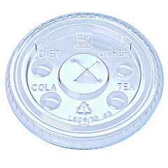 Fabri-Kal Kal-Clear/Nexclear Drink Cup Lids, Flat Lid w/X-Style Straw Slot and Flavor Buttons, Fits 9-10 oz Cold Cups, Clear, 2,500/CT (FABLKC910)