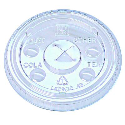 Fabri-Kal Kal-Clear/Nexclear Drink Cup Lids, Flat Lid w/X-Style Straw Slot and Flavor Buttons, Fits 9-10 oz Cold Cups, Clear, 2,500/CT (FABLKC910)