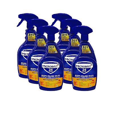 Microban 24-Hour Disinfectant Multipurpose Cleaner, Citrus, 32 oz Spray Bottle, 6/Carton (PGC47415)