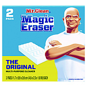 Mr. Clean Magic Eraser, 4.6 x 2.3, 1" Thick, White, 2/Pack, 12 Packs/Carton (PGC43515)