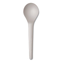 Eco-Products Plantware Compostable Soup Spoon, White, 50/Pack, 20 Packs/Carton (ECOEPS014)