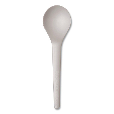 Eco-Products Plantware Compostable Soup Spoon, White, 50/Pack, 20 Packs/Carton (ECOEPS014)