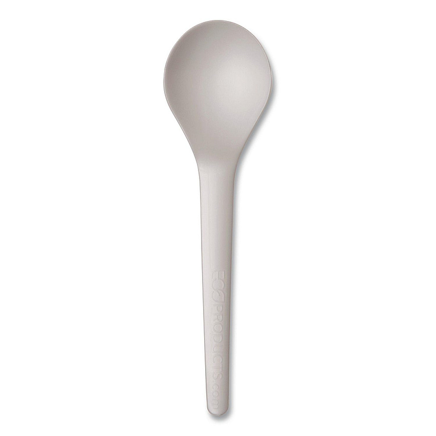 Eco-Products Plantware Compostable Soup Spoon, White, 50/Pack, 20 Packs/Carton (ECOEPS014)