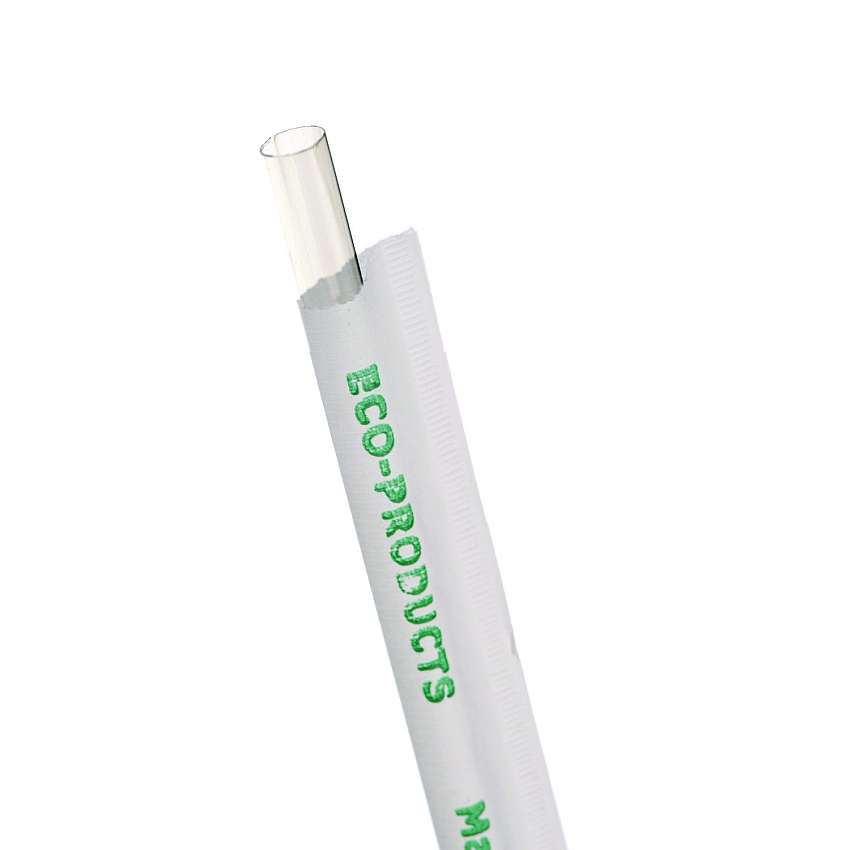 Eco-Products Clear Wrapped Straw, 7.75", PLA, 400/Pack, 24 Packs/Carton (ECOEPST770)