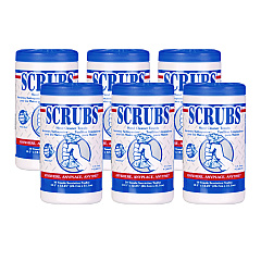 SCRUBS Hand Cleaner Towels, 1-Ply, 10 x 12, Citrus, Blue/White, 30/Canister (ITW42230CT)