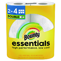 Bounty Essentials Select-A-Size Kitchen Roll Paper Towels, 2-Ply, White, 108 Sheets/Roll, 2/Pack, 8 Packs/Carton (PGC14019)