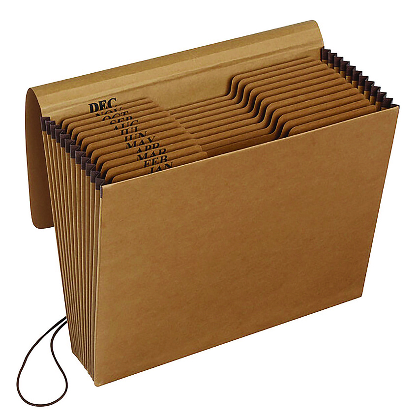 Pendaflex Kraft Indexed Expanding File, 12 Sections, Elastic Cord Closure, 1/12-Cut Tabs, Letter Size, Brown (PFXK17MOX)