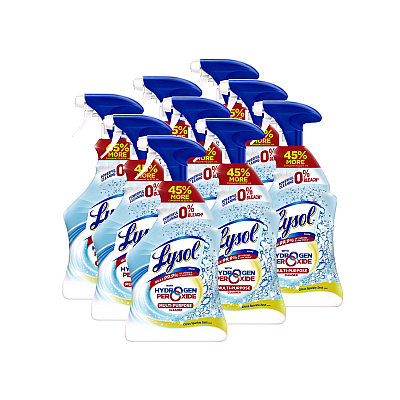 LYSOL Multi-Purpose Hydrogen Peroxide Cleaner, Citrus Sparkle Zest, 32 oz Trigger Spray Bottle, 9/Carton (RAC89289CT)