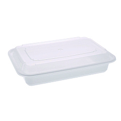 Pactiv Evergreen Newspring VERSAtainer Microwavable Containers, 8.8 x 6 x 2, White/Clear, Base/Lid Combo, 150/Carton (PCTNC868)