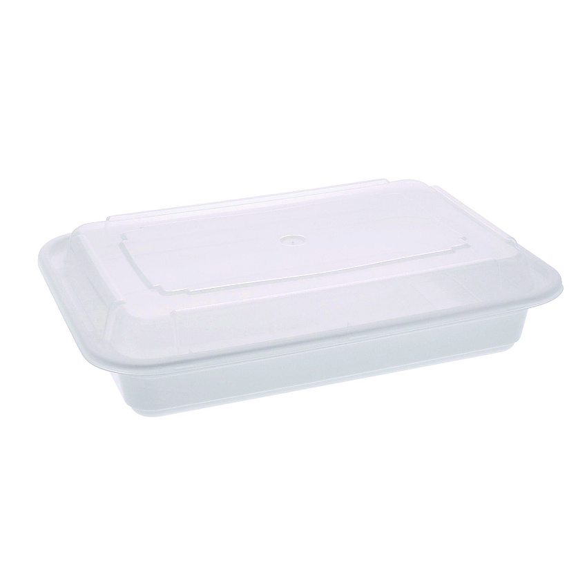 Pactiv Evergreen Newspring VERSAtainer Microwavable Containers, 8.8 x 6 x 2, White/Clear, Base/Lid Combo, 150/Carton (PCTNC868)