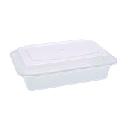 Pactiv Evergreen Newspring VERSAtainer Microwavable Containers, 8.8 x 6 x 2.5, White/Clear, Base/Lid Combo, 150/Carton (PCTNC888)