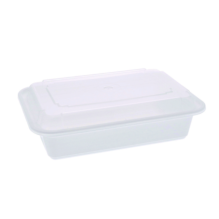 Pactiv Evergreen Newspring VERSAtainer Microwavable Containers, 8.8 x 6 x 2.5, White/Clear, Base/Lid Combo, 150/Carton (PCTNC888)
