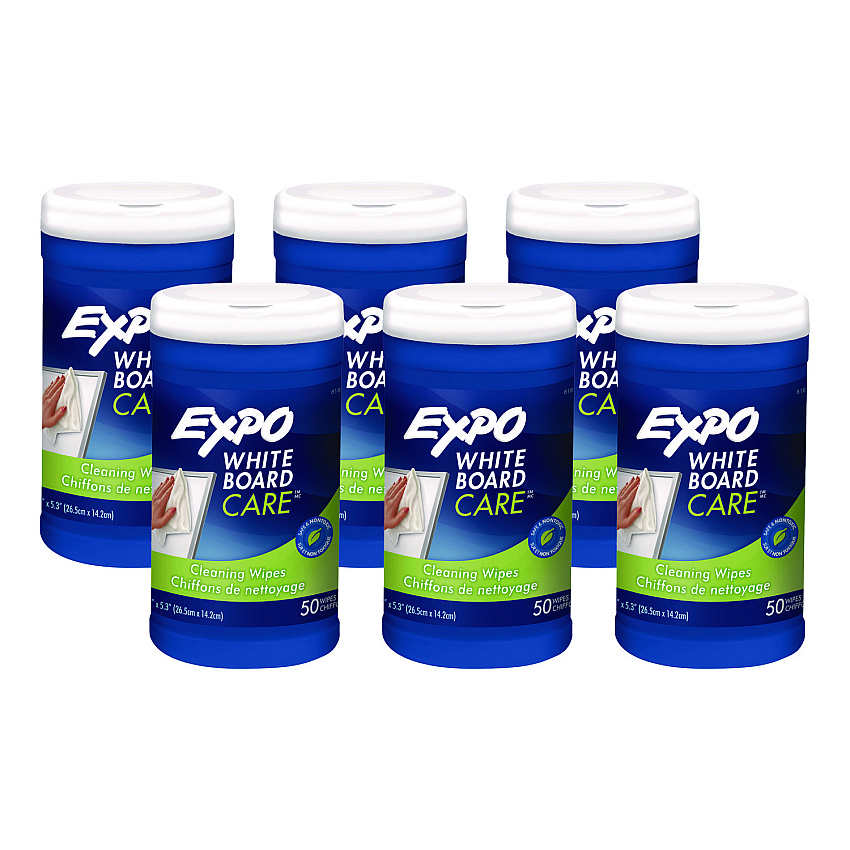 EXPO Dry-Erase Board-Cleaning Wet Wipes, 6 x 9, 50/Container, 6/Carton (SAN81850ACT)