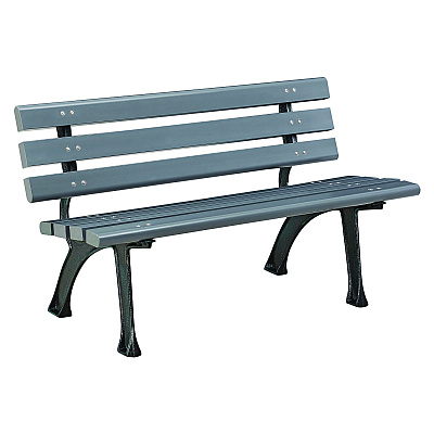 Global Industrial Recycled Plastic Benches with Back, 48 x 23 x 28, Gray (GBE240125GY)