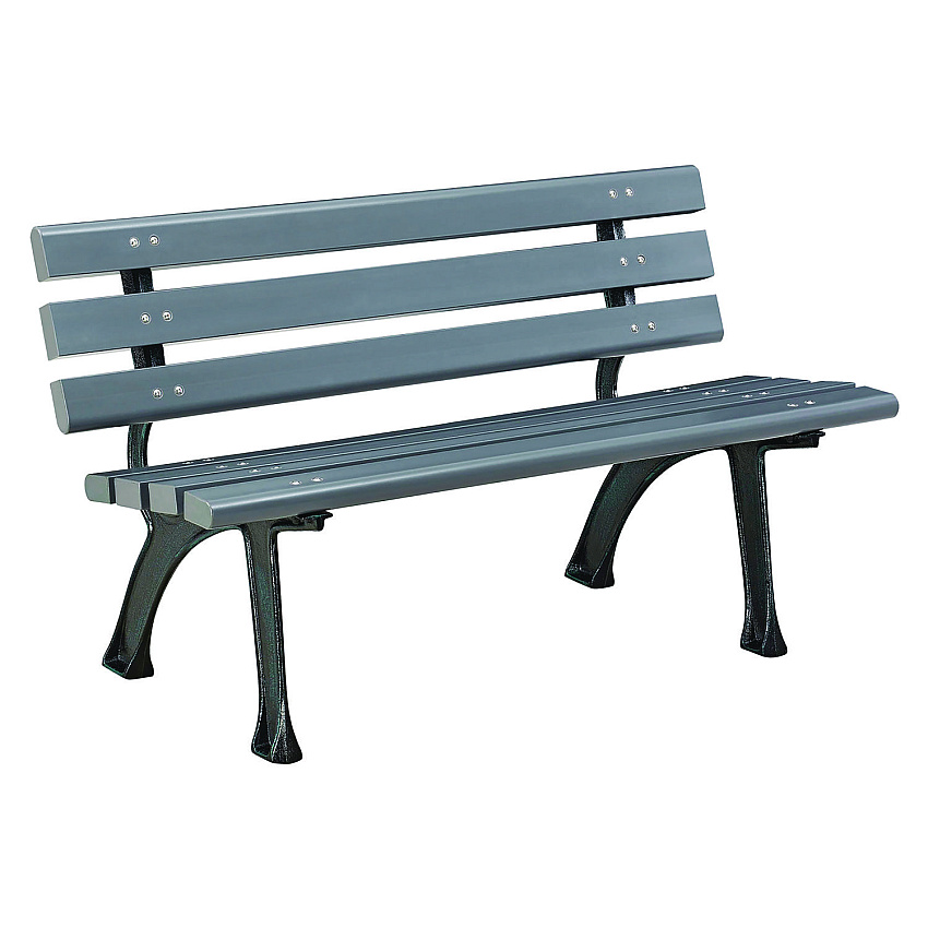 Global Industrial Recycled Plastic Benches with Back, 48 x 23 x 28, Gray (GBE240125GY)