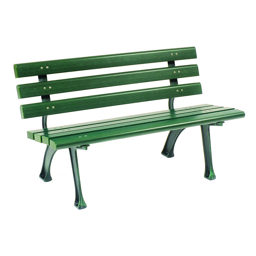 Global Industrial Recycled Plastic Benches with Back, 48 x 23 x 28, Green (GBE240125GN)