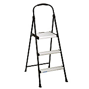COSCO 3-Step Stepstool, 250 lb, 28.75" Tall, 28.35" Spread, Black/Silver (11425ABK1E)