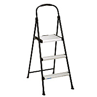 COSCO 3-Step Stepstool, 250 lb, 28.75" Tall, 28.35" Spread, Black/Silver (11425ABK1E)