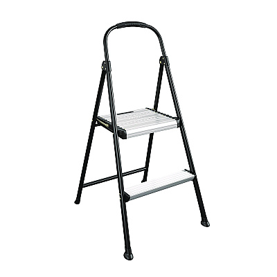 COSCO 2-Step Stepstool, 250 lb Capacity, 19" Working Height, 22.5" Spread, Black/Silver (11325ABK1E)