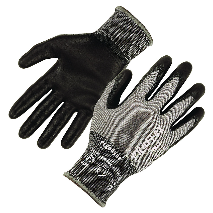 ergodyne ProFlex 7072 ANSI A7 Nitrile-Coated CR Gloves, Gray, X-Small, Pair (EGO10311)