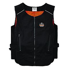 ergodyne Chill-Its 6255 Lightweight Phase Change Cooling Vest, Cotton/Polyester, 2X-Large/3X-Large, Black (EGO12124)