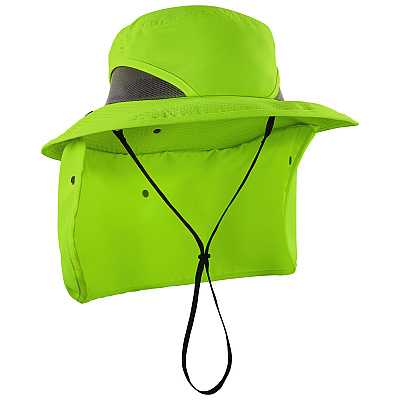 ergodyne Chill-Its 8934 Ranger Hat with Neck Shade, Microfiber/Polyester, Large/X-Large, Lime (EGO12711)