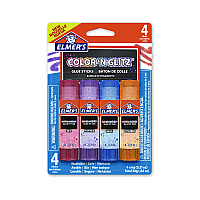 Elmer's Glitter Glue Sticks, 0.21 oz, Applies Assorted Colors, Dries Clear Glitter, 4/Pack (EPI2197114)