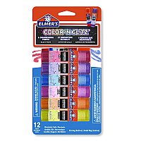 Elmer's Glitter Glue Sticks, Applies Assorted Colors, 0.21 oz, Dries Clear Glitter, 12/Pack (EPI2197116)
